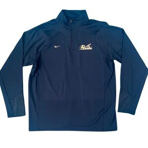 Nike Fit Dry training shirt Mens navy blue pullover XL 1/4 zip back mesh panels
